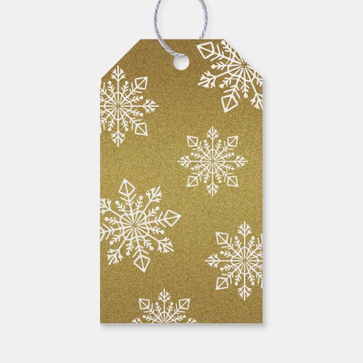 Gold Business Logo Vrolijk Kerstfeest Witte Sneeuw Cadeaulabel (Achterkant)