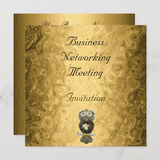 Gold Business Meeting Invitation Logo Kaart (Voorkant / Achterkant)