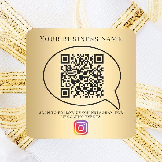 Gold business name qr code instagram vierkante sticker