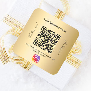 Gold business name qr code instagram vierkante sticker