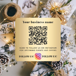 Gold business name qr code instagram vierkante sticker