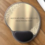 Gold Business Professional Sparkle Glitter Gel Muismat<br><div class="desc">Gouden Glitter Faux Sparkle Glitter Metallic Folie Minimalist Business Mousepad (Muismat) met zwart gemerkt typografie voor het monogram. Het Girly Business-ontwerp kan worden aangepast met jouw naam. Neem contact op met de ontwerper voor aangepaste overeenkomende items.</div>