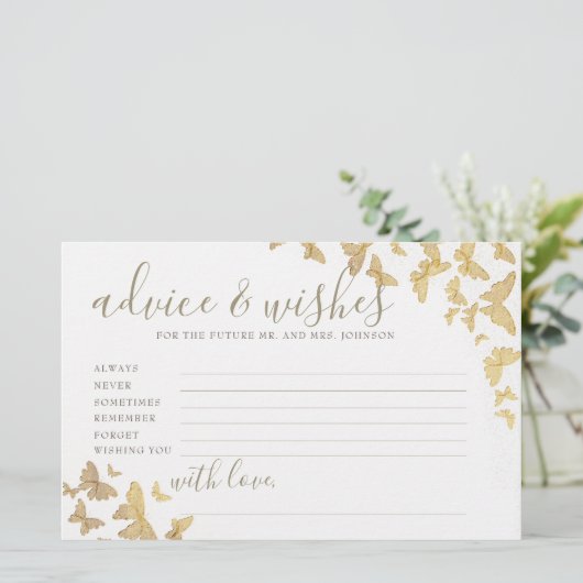 Gold Butterflies Advice Game de heer Mrs. Vrijgeze Briefpapier (Staand voorkant)