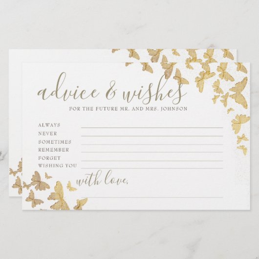 Gold Butterflies Advice Game de heer Mrs. Vrijgeze Briefpapier (Voorkant / Achterkant)