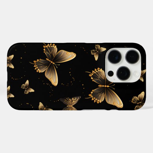 Gold Butterflies Black Case-Mate iPhone Case (Achterkant (horizontaal))