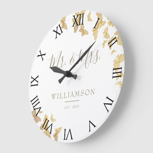 Gold Butterflies Boho Chic Wedding Jubileum Grote Klok (Hoek)