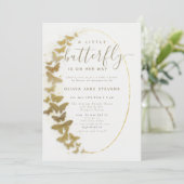 Gold Butterflies Elegant Boho Lijst Baby shower Kaart (Staand voorkant)