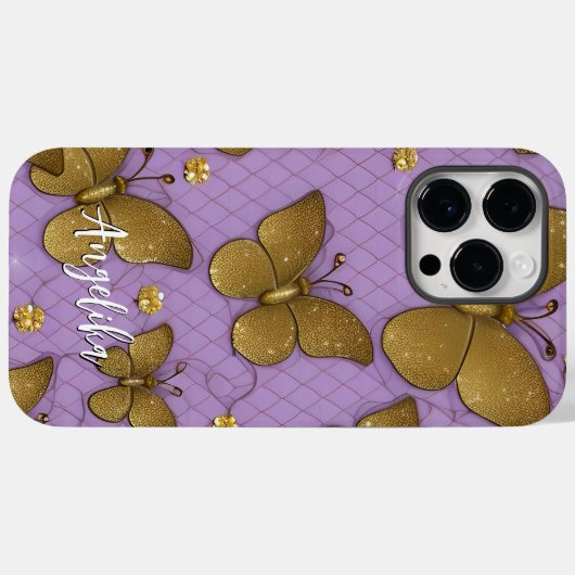 Gold Butterflies - Gepersonaliseerde naam Case-Mate iPhone Case (Achterkant (horizontaal))
