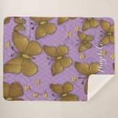 Gold Butterflies - Gepersonaliseerde naam Sherpa Deken (Voorkant (horizontaal))