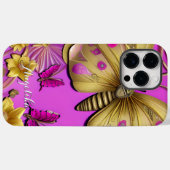Gold Butterflies Hot-Roze, gepersonaliseerde naam Case-Mate iPhone Case (Achterkant (horizontaal))