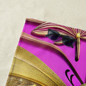 Gold Butterflies Hot-Roze, gepersonaliseerde naam Strandlaken (In situ)