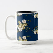 Gold Butterflies Pattern Decorative Floral Mok (Links)