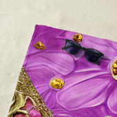 Gold Butterflies Pink Flowers Persoonlijke naam Strandlaken (In situ)