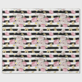 Gold Butterflies Rozen Daisies Floral Pattern Gift Cadeaupapier (Vlak)