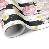 Gold Butterflies Rozen Daisies Floral Pattern Gift Cadeaupapier (Rol Hoek)