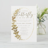 Gold Butterflies Simple Boho Lijst Baby shower Kaart (Staand voorkant)