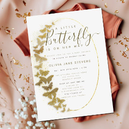 Gold Butterflies Simple Boho Lijst Baby shower Kaart