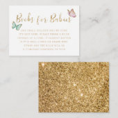 Gold Butterflies TWINS Baby shower Book Request EN Informatiekaartje (Voorkant / Achterkant)