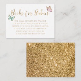 Gold Butterflies TWINS Baby shower Book Request EN Informatiekaartje
