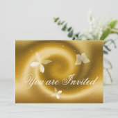 Gold Butterflies-uitnodigingskaart Kaart (Staand voorkant)