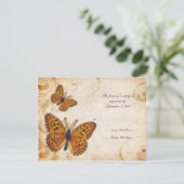 Gold Butterflies Vintage Wedding RSVP (Staand voorkant)