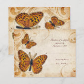 Gold Butterflies Vintage Wedding RSVP (Voorkant / Achterkant)