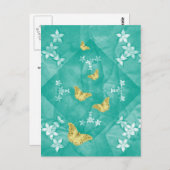 Gold butterflips with flowers briefkaart (Voorkant / Achterkant)
