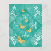 Gold butterflips with flowers briefkaart (Voorkant)
