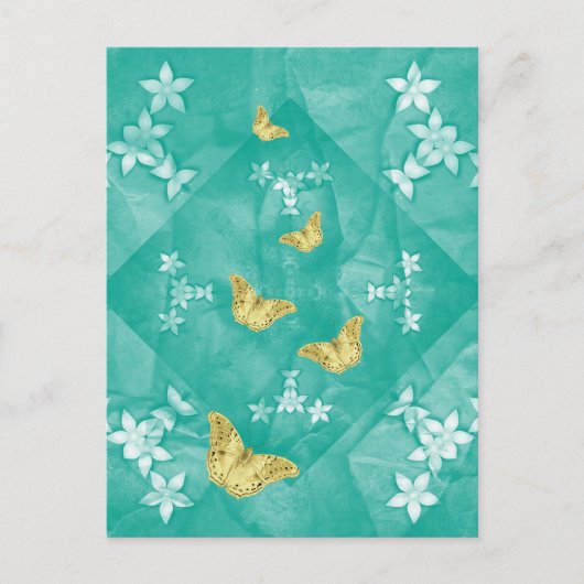 Gold butterflips with flowers briefkaart (Voorkant)