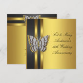 Gold Butterfly 50th Wedding Jubileum Party Kaart (Voorkant / Achterkant)
