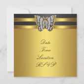 Gold Butterfly 50th Wedding Jubileum Party Kaart (Achterkant)