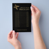 Gold Butterfly Beauty Care Black Price List Flyer (Hand)