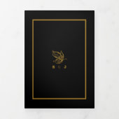 Gold Butterfly, Black & Gold Wedding Suite Drieluik Uitnodiging (Cover)