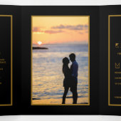 Gold Butterfly, Black & Gold Wedding Suite Drieluik Uitnodiging (Binnenkant midden)