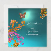 GOLD BUTTERFLY BLAUWGROEN AQUA BLUE AQUAMARINE GEM KAART (Achterkant)