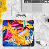 Gold Butterfly Bright Monogram Vloeistof Abstract Muismat