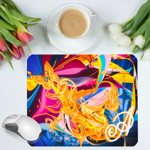 Gold Butterfly Bright Monogram Vloeistof Abstract Muismat