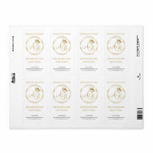 Gold butterfly, circle frame feminine monogram etiket (Full Sheet)