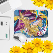 Gold Butterfly Fantasy Monogram Vloeibaar Abstract Muismat