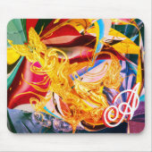 Gold Butterfly Fiery Monogram Vloeistof Abstract Muismat (Voorkant)