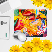 Gold Butterfly Fiery Monogram Vloeistof Abstract Muismat