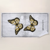 Gold Butterfly Floral Beach Towel Strandlaken (Voorkant)