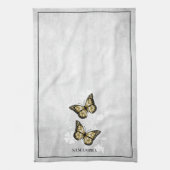 Gold Butterfly Floral Kitchen Towel Theedoek (Verticaal)