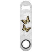 Gold Butterfly Floral Personal Bar Key Speed Flessenopener (Achterkant)