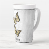 Gold Butterfly Floral Personal latte Mok (Rechterhoek)