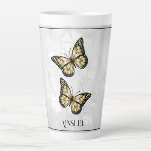 Gold Butterfly Floral Personal latte Mok