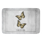 Gold Butterfly Floral Personalized Bath Mat (Voorkant)