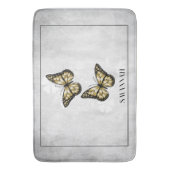 Gold Butterfly Floral Personalized Bath Mat (Voorkant Verticaal)