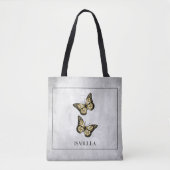 Gold Butterfly Floral Personalized Canvas tas (Voorkant)