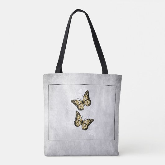Gold Butterfly Floral Personalized Canvas tas (Achterkant)